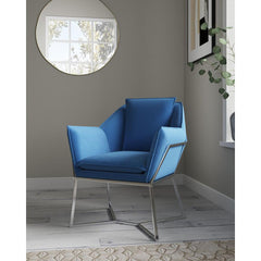 Origami Velvet Accent Chair in Blue By Manhattan Comfort