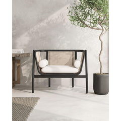 Versailles Accent Chair in Black, Natural Cane and Cream By Manhattan Comfort