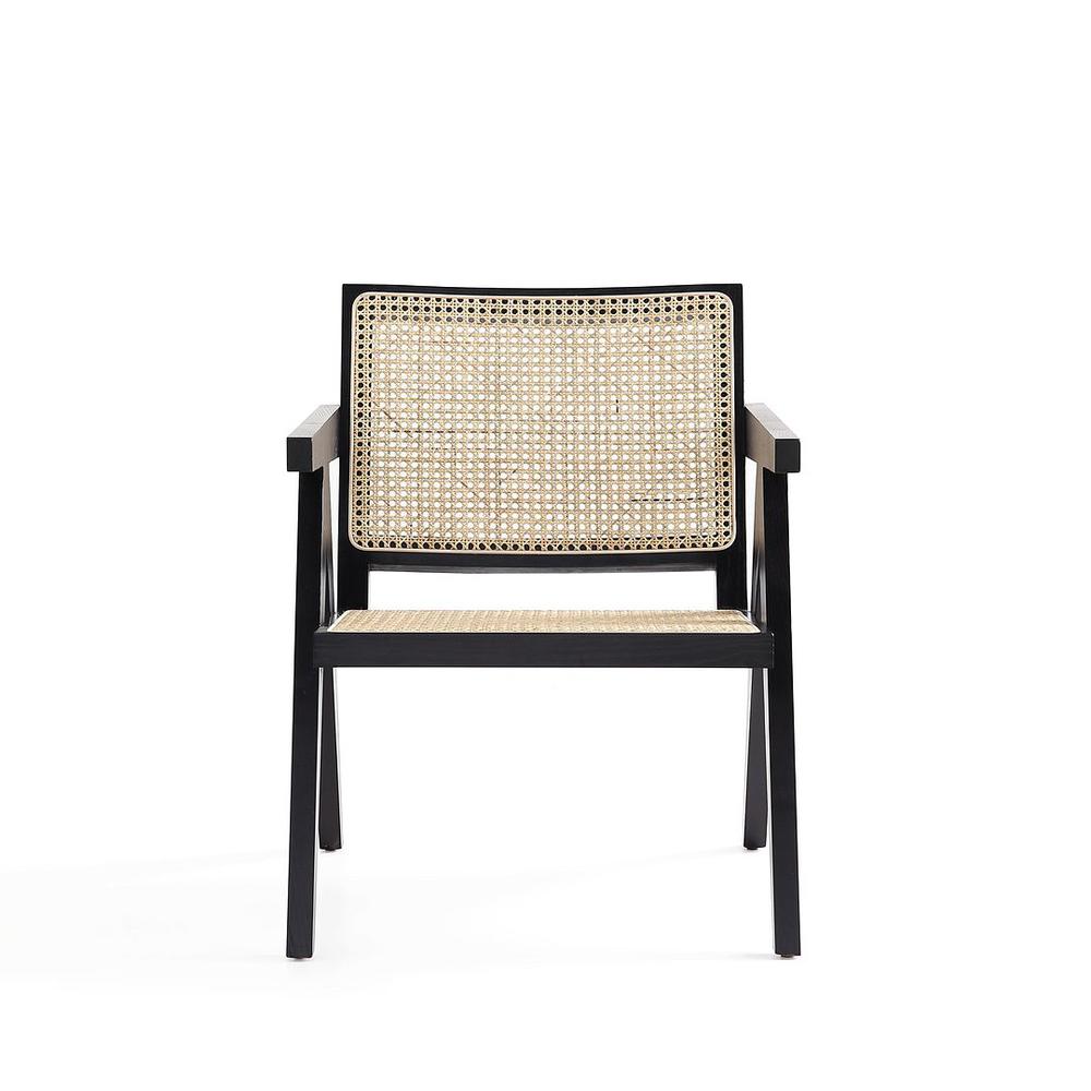 Hamlet Accent Chair in Black and Natural Cane By Manhattan Comfort | Armchairs | Modishstore - 4