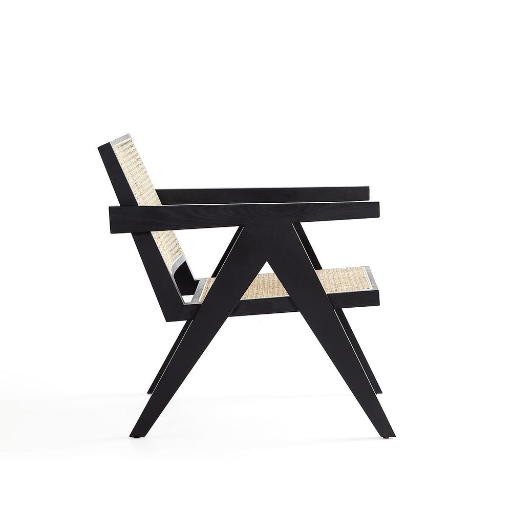 Hamlet Accent Chair in Black and Natural Cane By Manhattan Comfort | Armchairs | Modishstore - 5