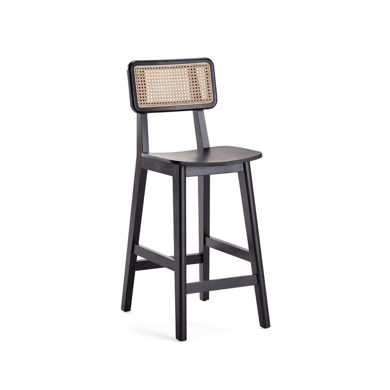 Versailles Counter Stool in Black and Natural Cane By Manhattan Comfort | Counter Stools | Modishstore - 2