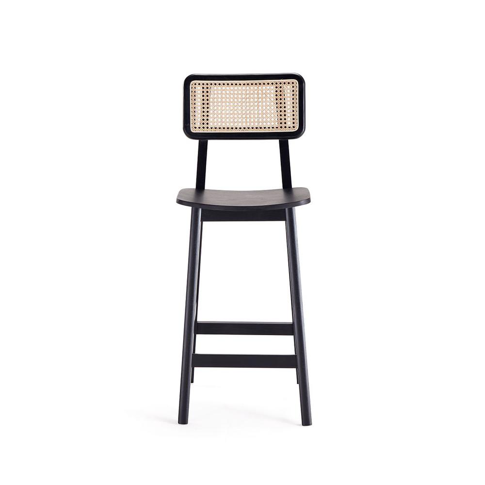 Versailles Counter Stool in Black and Natural Cane By Manhattan Comfort | Counter Stools | Modishstore - 4