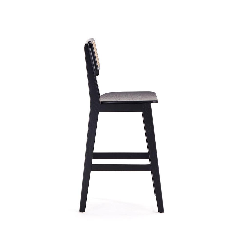 Versailles Counter Stool in Black and Natural Cane By Manhattan Comfort | Counter Stools | Modishstore - 5