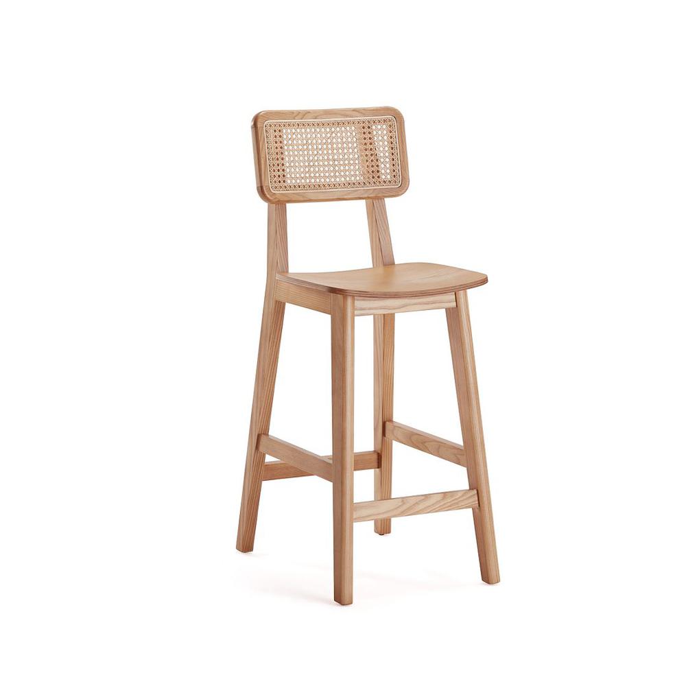 Versailles Counter Stool in Black and Natural Cane By Manhattan Comfort | Counter Stools | Modishstore - 6