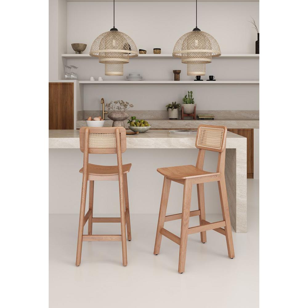 Versailles Counter Stool in Black and Natural Cane By Manhattan Comfort | Counter Stools | Modishstore - 7