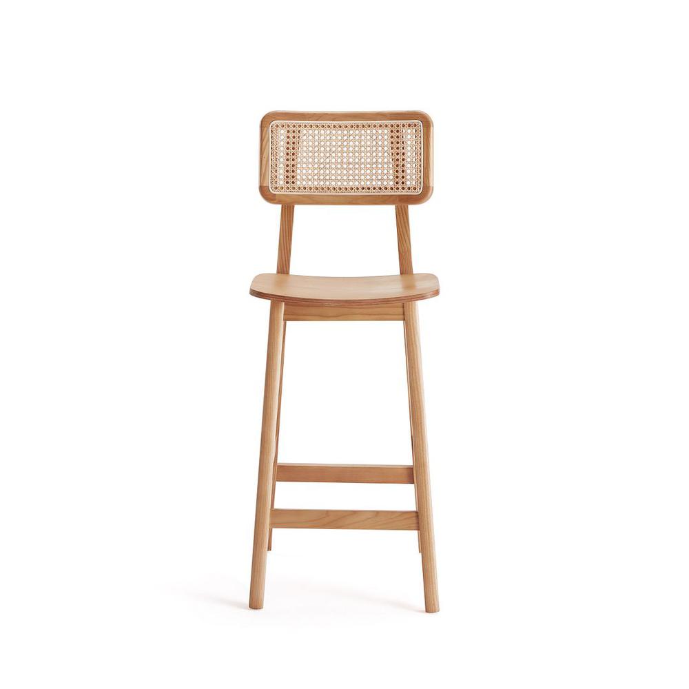 Versailles Counter Stool in Black and Natural Cane By Manhattan Comfort | Counter Stools | Modishstore - 9