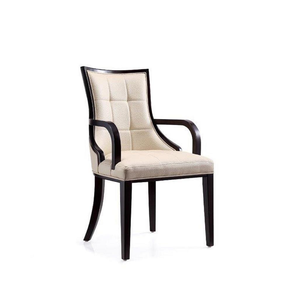 Fifth Avenue Faux Leather Dining Armchair in Silver and Walnut By Manhattan Comfort | Dining Chairs | Modishstore - 2
