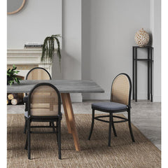 Paragon Dining Chair 1.0 with Grey Cushions in Black and Cane - Set of 2 By Manhattan Comfort
