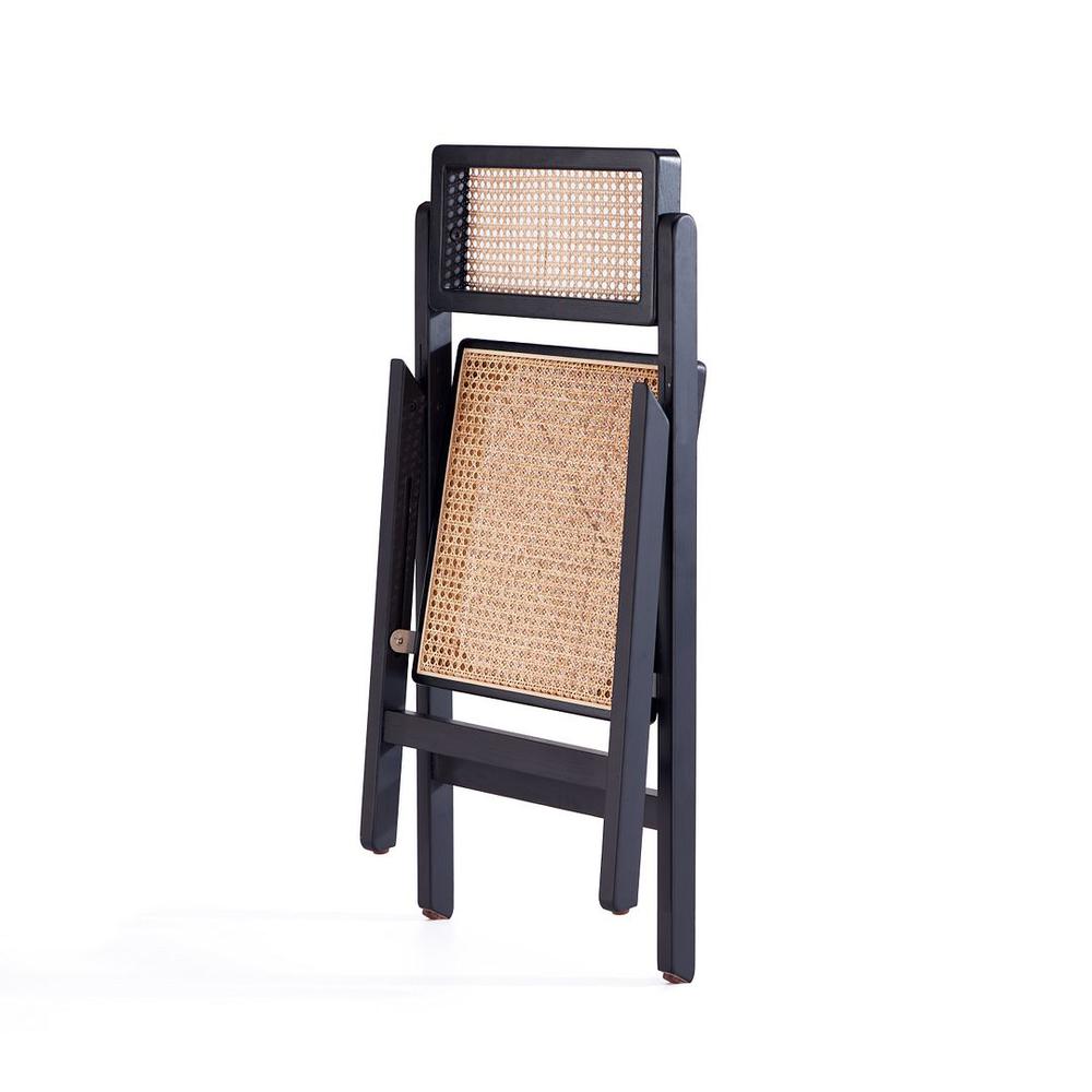 Pullman Folding Dining Chair in Black and Natural Cane - Set of 2 By Manhattan Comfort | Dining Chairs | Modishstore - 4