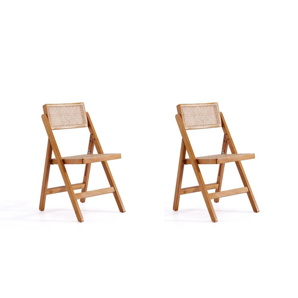 Pullman Folding Dining Chair in Black and Natural Cane - Set of 2 By Manhattan Comfort | Dining Chairs | Modishstore - 6