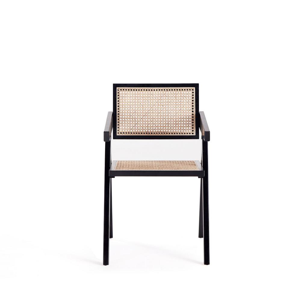 Hamlet Dining Arm Chair in Black and Natural Cane By Manhattan Comfort | Armchairs | Modishstore - 4