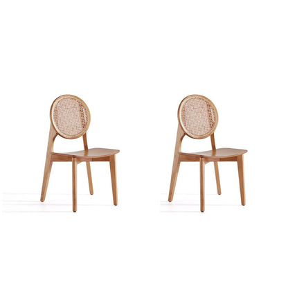 Versailles Round Dining Chair in Black and Natural Cane - Set of 2 By Manhattan Comfort | Dining Chairs | Modishstore - 6