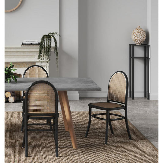 Paragon Dining Chair 2.0 in Black and Cane - Set of 2 By Manhattan Comfort | Dining Chairs | Modishstore