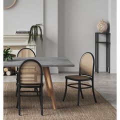 Paragon Dining Chair 2.0 in Black and Cane - Set of 2 By Manhattan Comfort