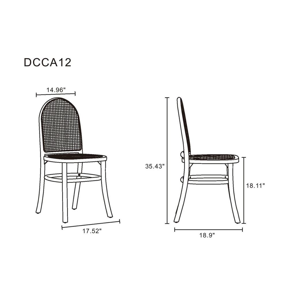 Paragon Dining Chair 2.0 in Black and Cane - Set of 2 By Manhattan Comfort | Dining Chairs | Modishstore - 3
