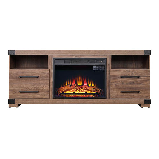 Richmond 60" Fireplace with 2 Drawers and 2 Shelves in Brown By Manhattan Comfort | Sideboards | Modishstore