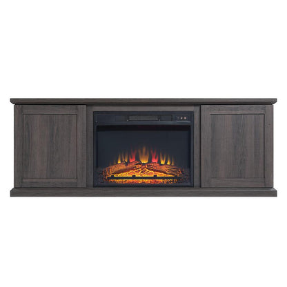 Franklin 60" Fireplace with 2 Doors in Grey By Manhattan Comfort | TV Stands | Modishstore - 6
