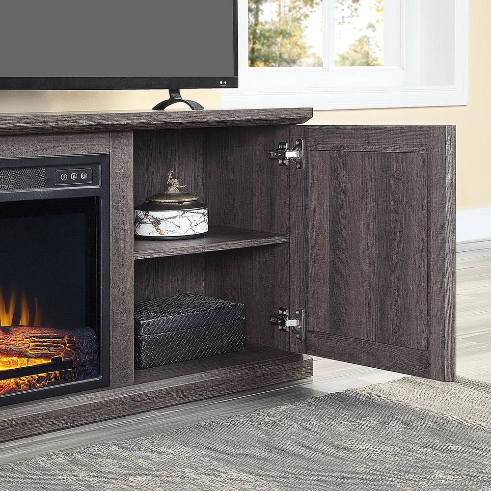 Franklin 60" Fireplace with 2 Doors in Grey By Manhattan Comfort | TV Stands | Modishstore - 9