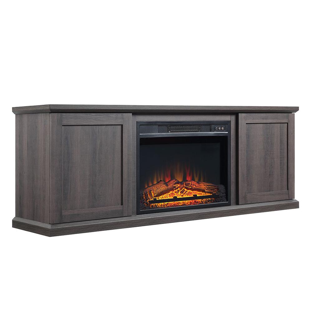 Franklin 60" Fireplace with 2 Doors in Grey By Manhattan Comfort | TV Stands | Modishstore - 10