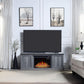 Franklin 60" Fireplace with 2 Doors in Grey By Manhattan Comfort | TV Stands | Modishstore