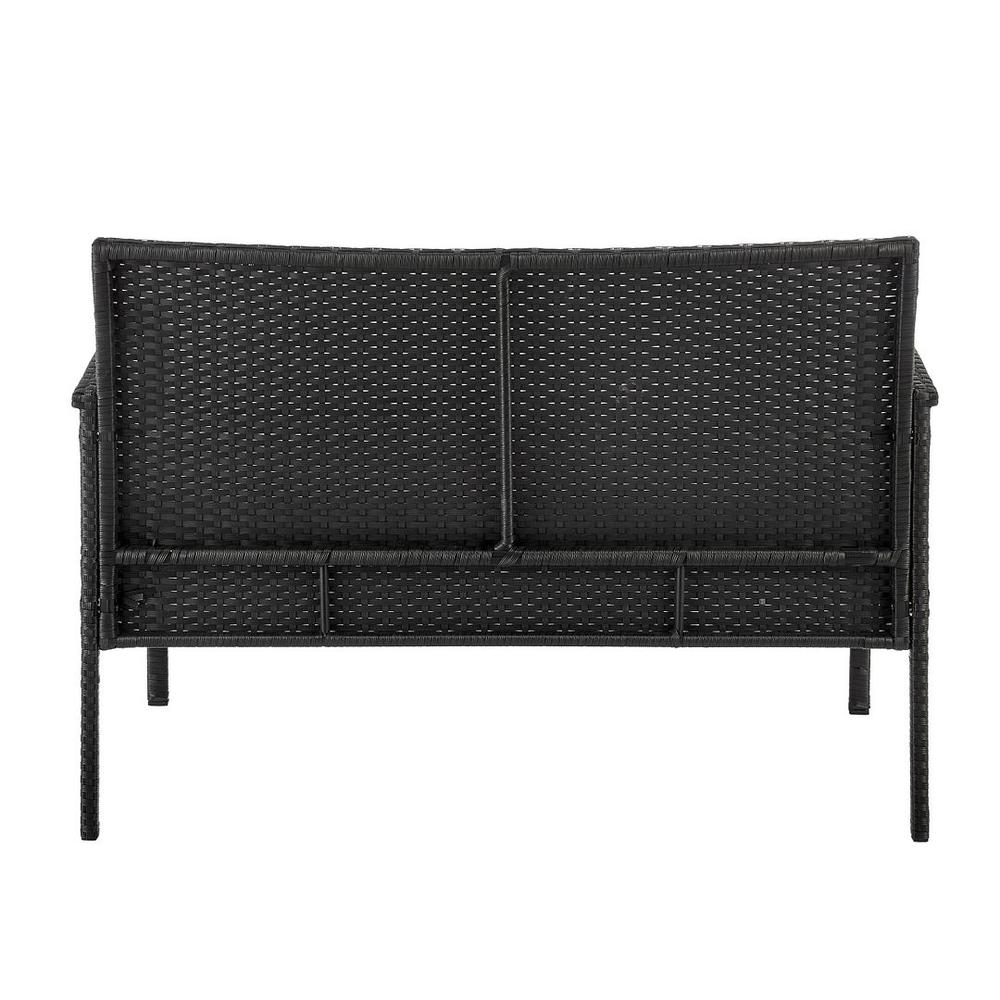 Noli Steel Rattan 4-Piece Patio Conversation Set with Cushions in Cream By Manhattan Comfort | Outdoor Sofas, Loveseats & Sectionals | Modishstore - 4