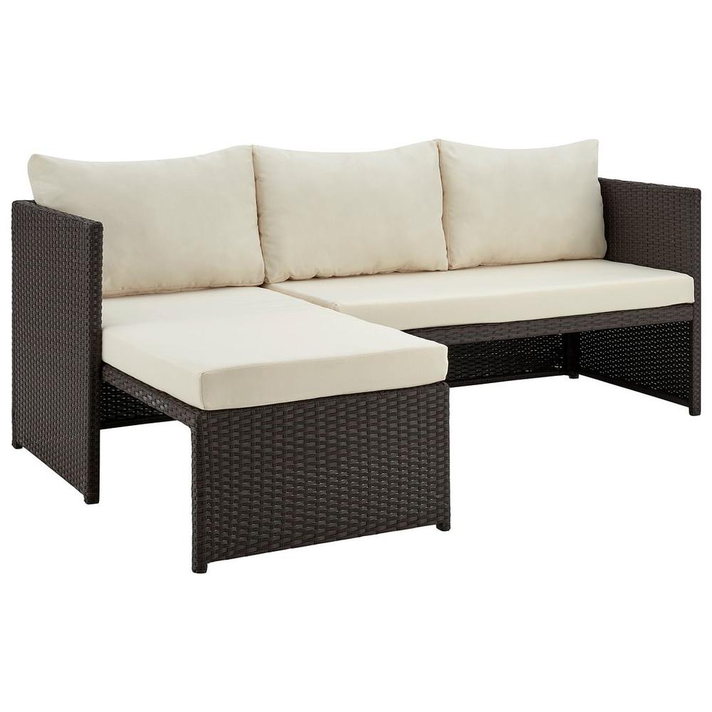 Menton Steel Rattan 2-Piece Chair Lounge and 2 Seater with Coffee Table Patio Set in Cream By Manhattan Comfort | Outdoor Sofas, Loveseats & Sectionals | Modishstore - 4