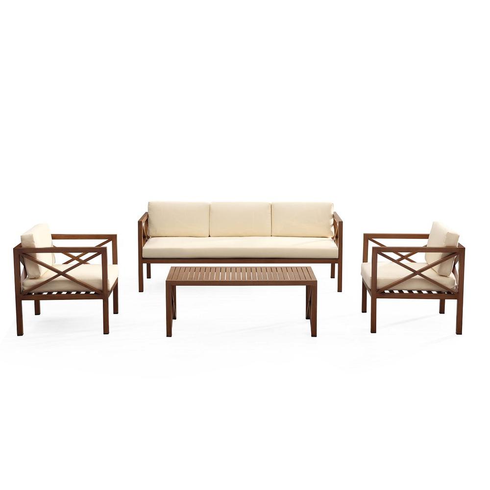 Kingsbay Outdoor Patio Conversation Set in Brown and Cream By Manhattan Comfort | Outdoor Sofas, Loveseats & Sectionals | Modishstore