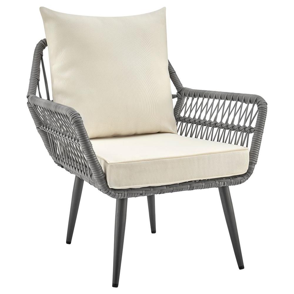 Portofino Rope Wicker 4-Piece Patio Conversation Set with Cushions in Cream By Manhattan Comfort | Outdoor Sofas, Loveseats & Sectionals | Modishstore - 5