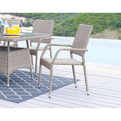 Genoa Patio Dining Armchair in Nature Tan Weave By Manhattan Comfort