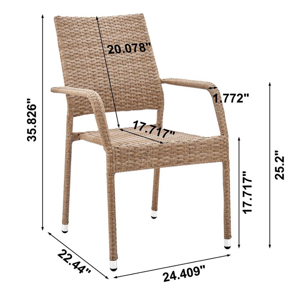 Genoa Patio Dining Armchair in Nature Tan Weave By Manhattan Comfort | Outdoor Chairs | Modishstore - 3