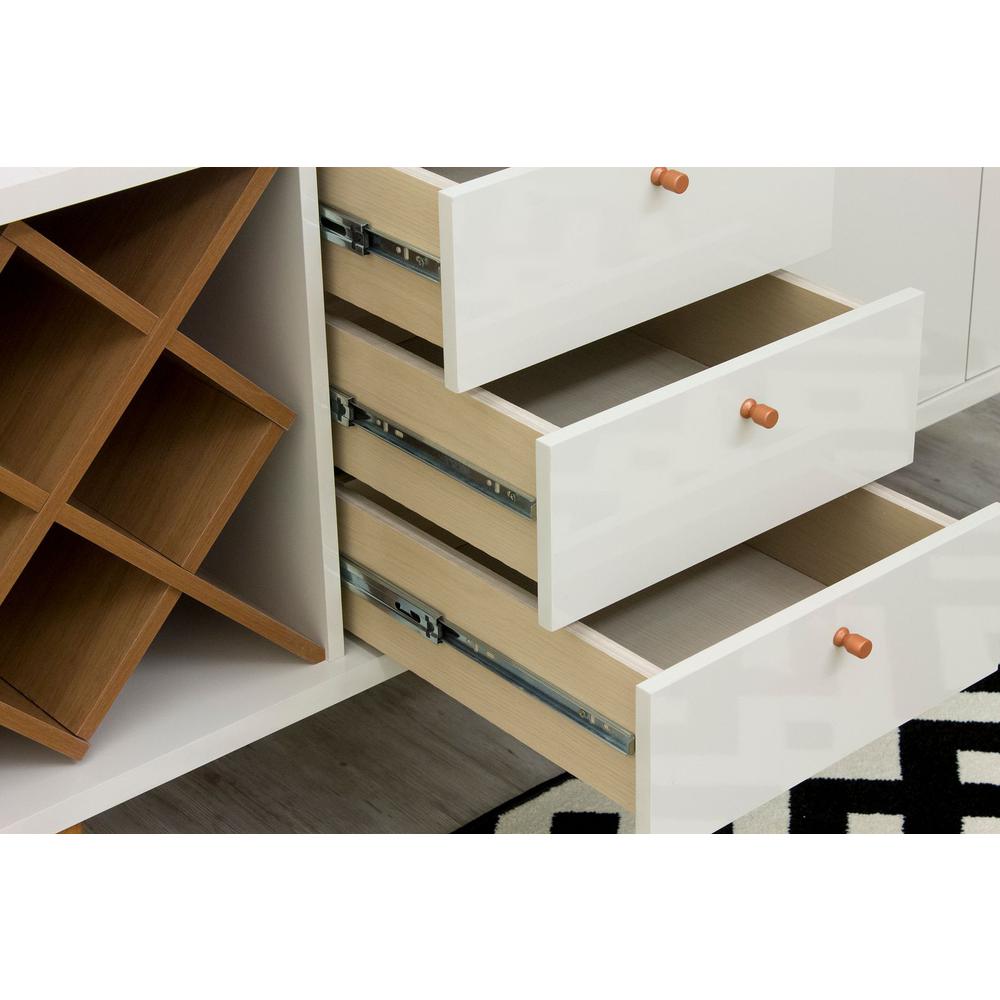 Utopia 63.38 Wide Dresser with 3 Drawers in White Gloss and Maple Cream By Manhattan Comfort | Dressers | Modishstore - 4
