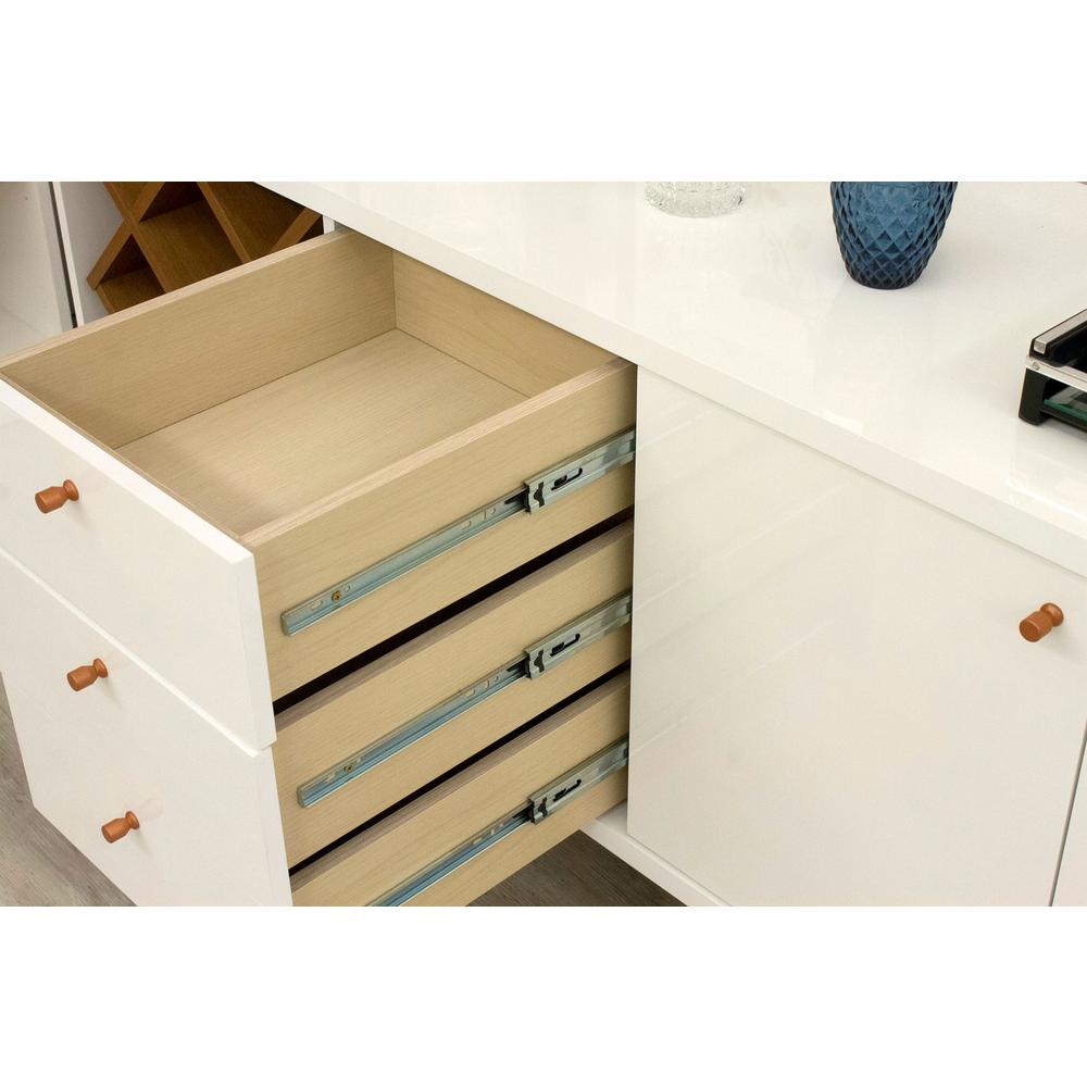 Utopia 63.38 Wide Dresser with 3 Drawers in White Gloss and Maple Cream By Manhattan Comfort | Dressers | Modishstore - 9