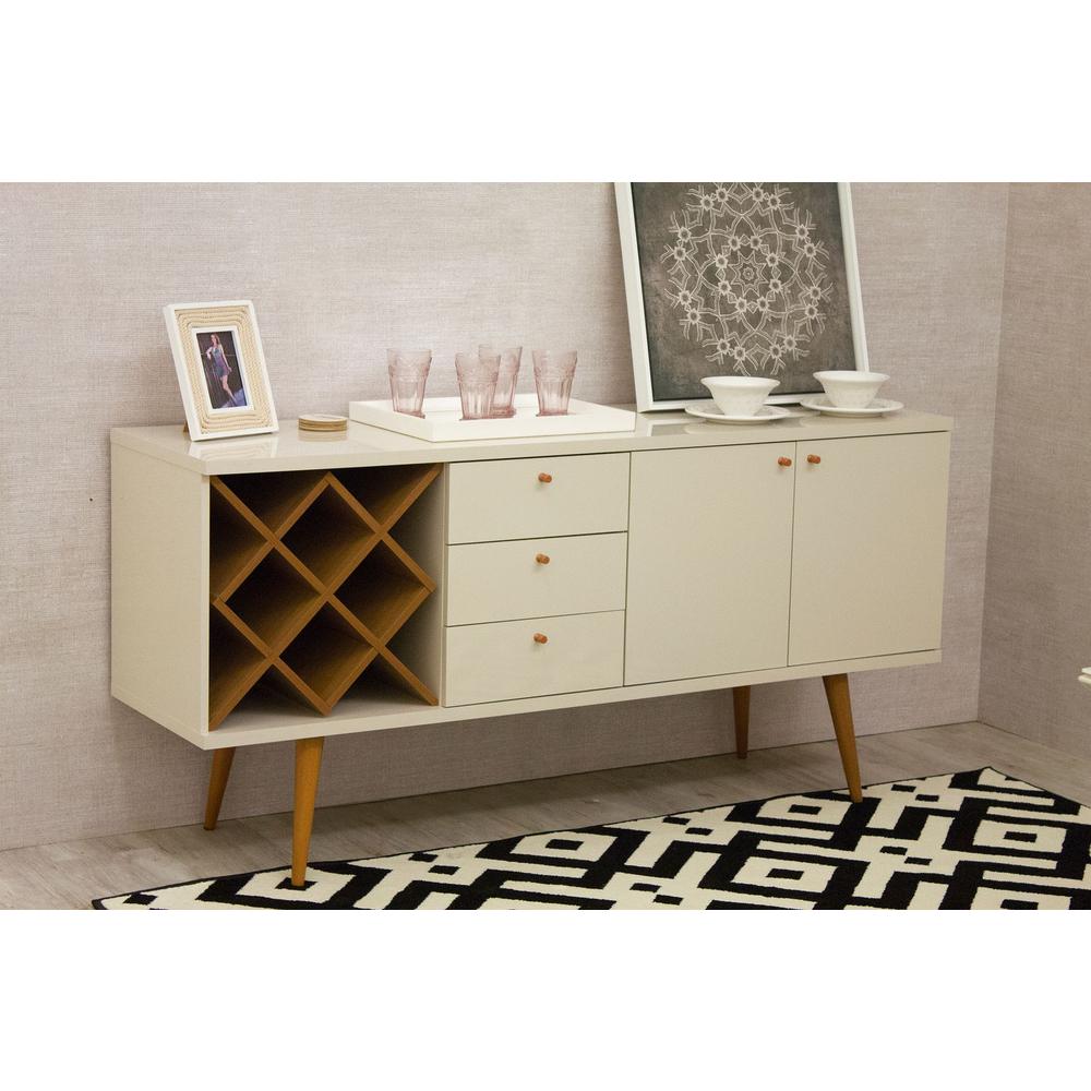 Utopia 63.38 Wide Dresser with 3 Drawers in White Gloss and Maple Cream By Manhattan Comfort | Dressers | Modishstore - 10
