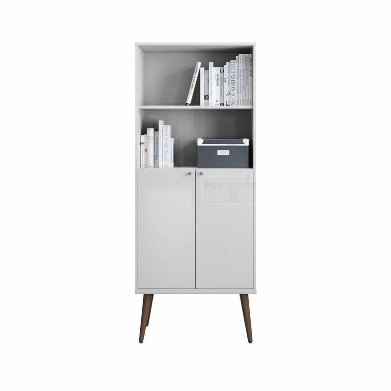 Utopia Bookcase with 4 Shelves in Off White and Maple Cream By Manhattan Comfort | Bookcases | Modishstore - 2