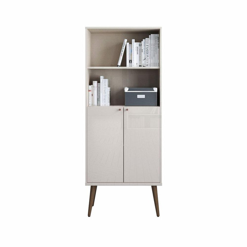 Utopia Bookcase with 4 Shelves in Off White and Maple Cream By Manhattan Comfort | Bookcases | Modishstore - 6