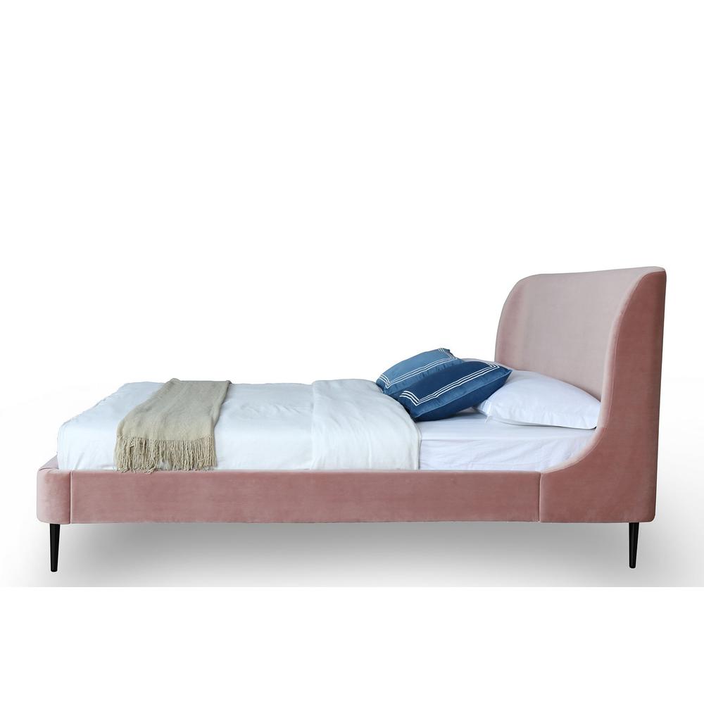 Heather Full-Size Bed in Velvet Blush and Black Legs By Manhattan Comfort | Beds | Modishstore - 5