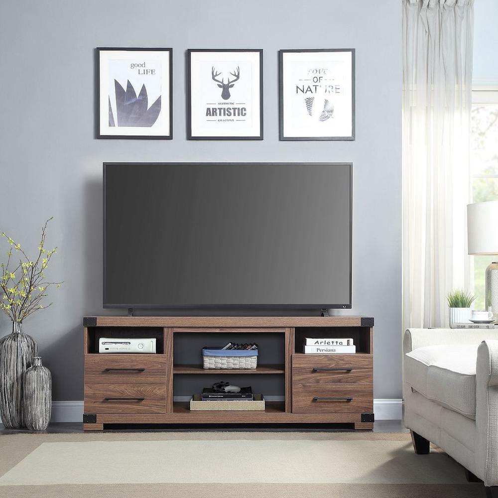 Richmond 60" TV Stand with 2 Drawers and 4 Shelves in Brown By Manhattan Comfort | TV Stands | Modishstore