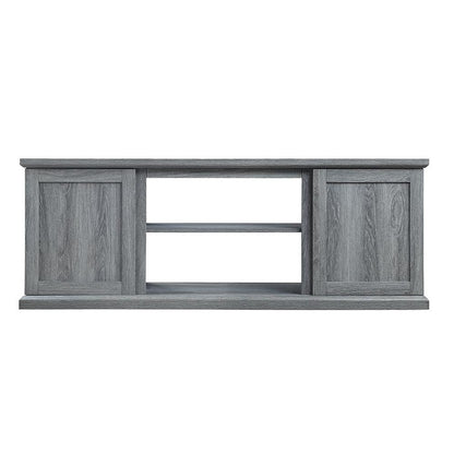 Franklin 60" TV Stand with 2 Doors and Open Shelves in Grey By Manhattan Comfort | TV Stands | Modishstore - 2