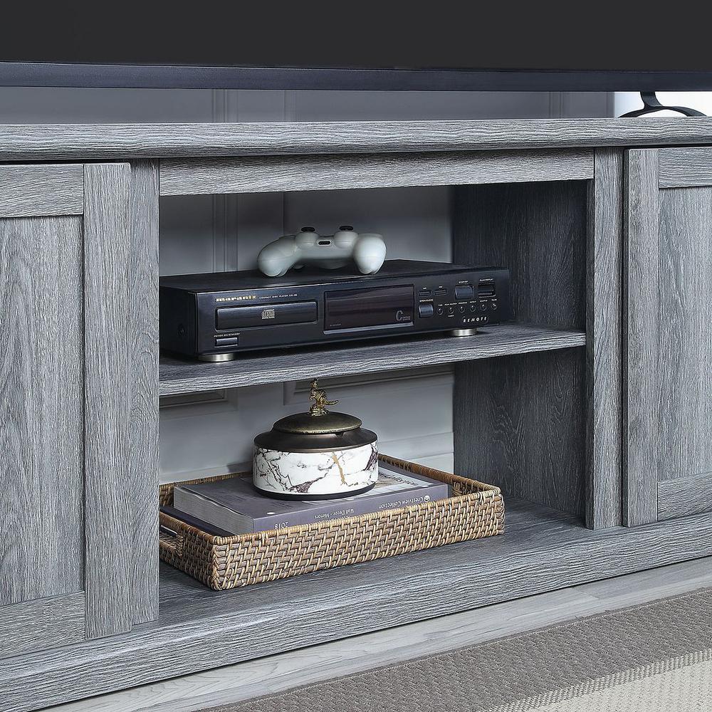 Franklin 60" TV Stand with 2 Doors and Open Shelves in Grey By Manhattan Comfort | TV Stands | Modishstore - 4
