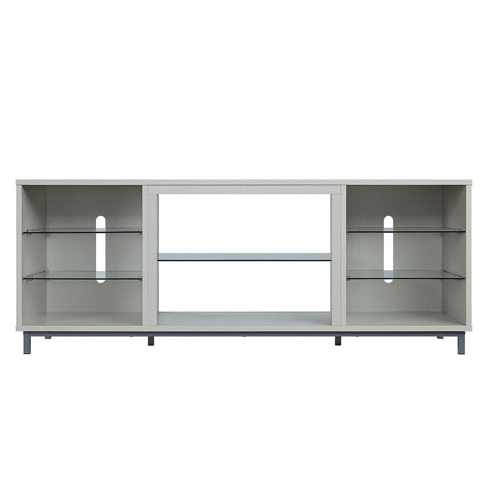 Brighton 60" TV Stand with Glass Shelves and Media Wire Management in White By Manhattan Comfort | TV Stands | Modishstore - 11