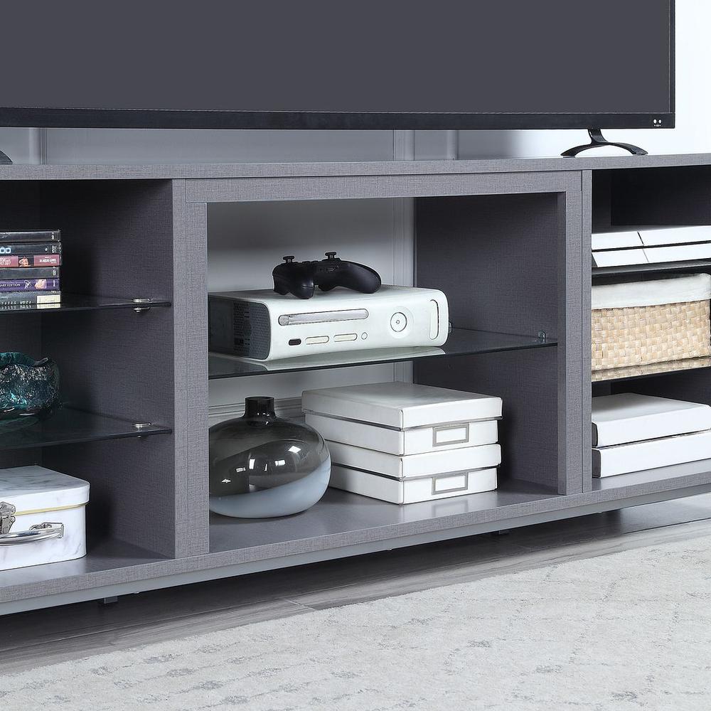 Brighton 60" TV Stand with Glass Shelves and Media Wire Management in White By Manhattan Comfort | TV Stands | Modishstore - 9