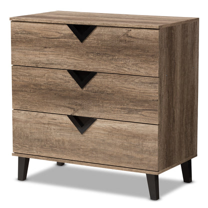 Baxton Studio Wales Modern And Contemporary Light Brown Wood 3-Drawer Chest | Drawers | Modishstore