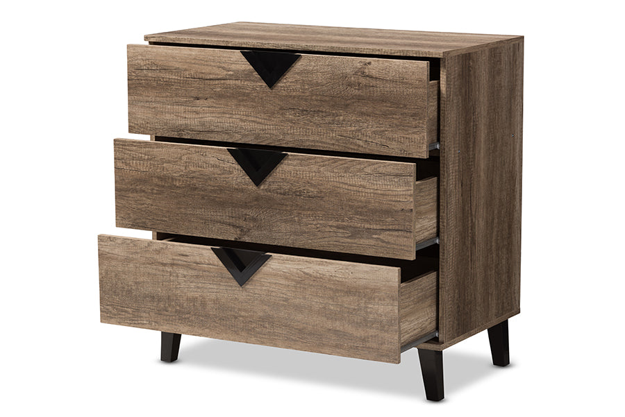 Baxton Studio Wales Modern And Contemporary Light Brown Wood 3-Drawer Chest | Drawers | Modishstore - 6