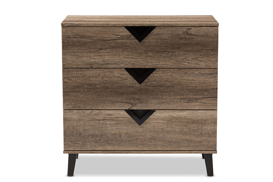 Baxton Studio Wales Modern And Contemporary Light Brown Wood 3-Drawer Chest | Drawers | Modishstore - 7