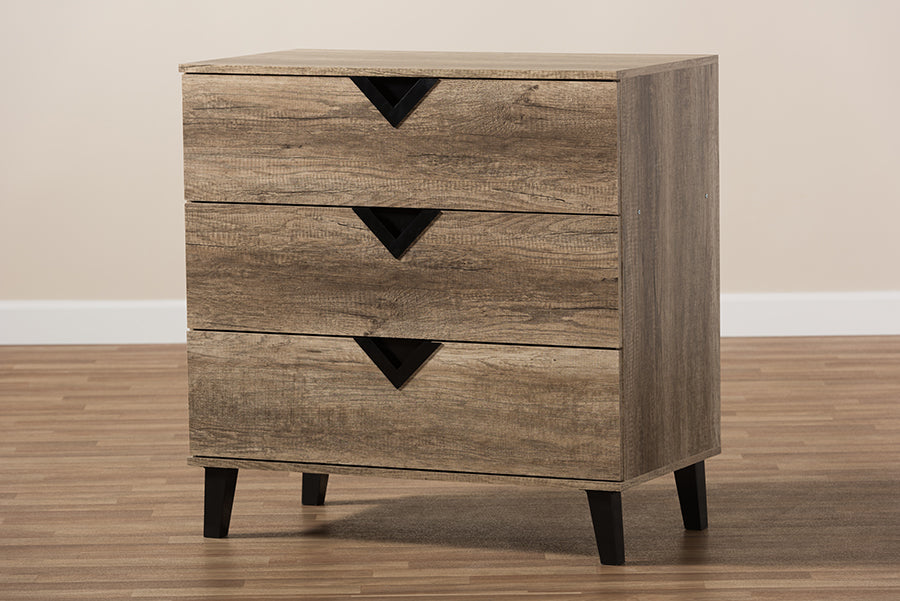 Baxton Studio Wales Modern And Contemporary Light Brown Wood 3-Drawer Chest | Drawers | Modishstore - 3
