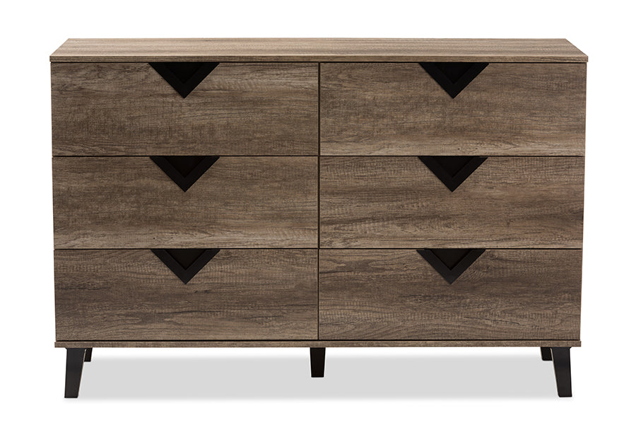 Baxton Studio Wales Modern and Contemporary Light Brown Wood 6-Drawer Chest | Drawers | Modishstore - 6