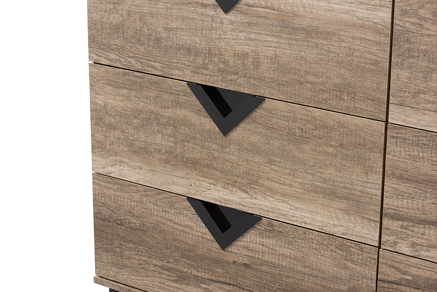 Baxton Studio Wales Modern and Contemporary Light Brown Wood 6-Drawer Chest | Drawers | Modishstore - 4