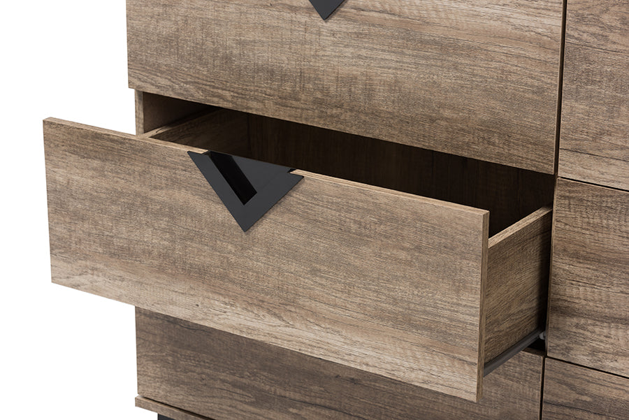 Baxton Studio Wales Modern and Contemporary Light Brown Wood 6-Drawer Chest | Drawers | Modishstore - 3