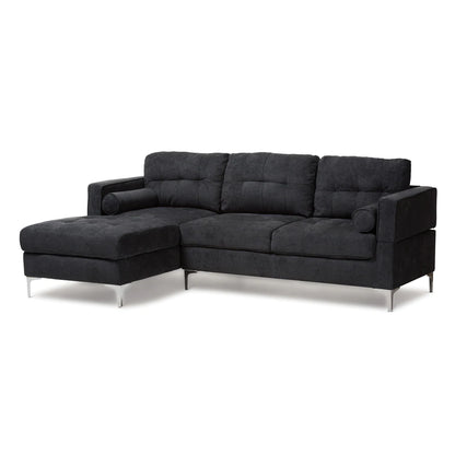 Baxton Studio Mireille Modern And Contemporary Dark Grey Fabric Upholstered Sectional Sofa | Sofas | Modishstore - 2