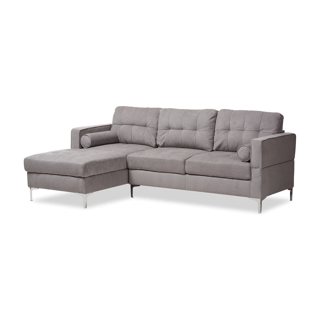 Baxton Studio Mireille Modern And Contemporary Dark Grey Fabric Upholstered Sectional Sofa | Sofas | Modishstore - 7